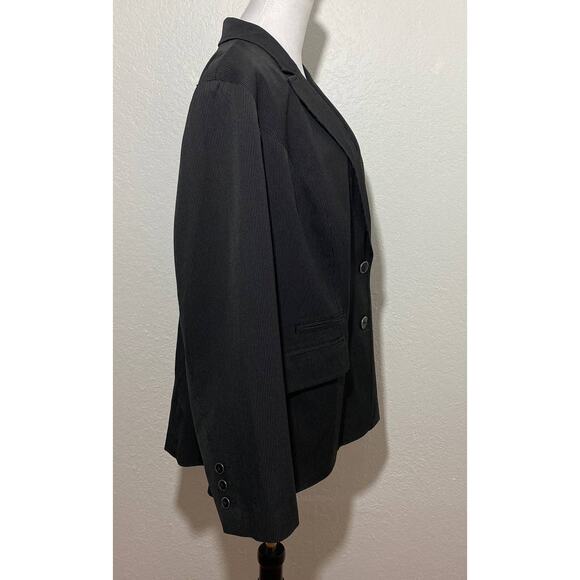 Lane Bryant Size 22 Black Pinstriped Two-Button Blazer Lined Pockets Business - Picture 4 of 6